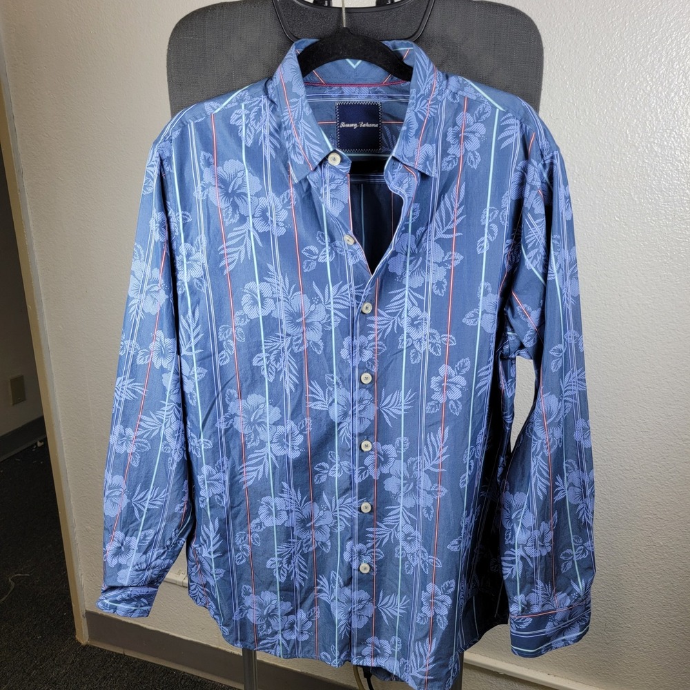 Tommy Bahama Blue Floral Pattern Button Shirt